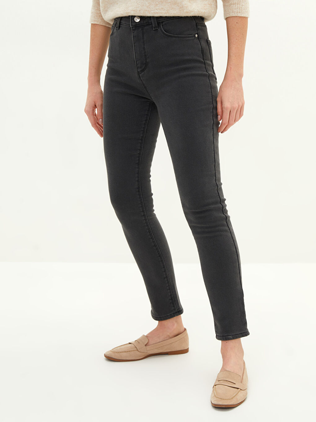 Gri Mercury Skinny Fit Cep Detaylı Kadın Jean Pantolon-2