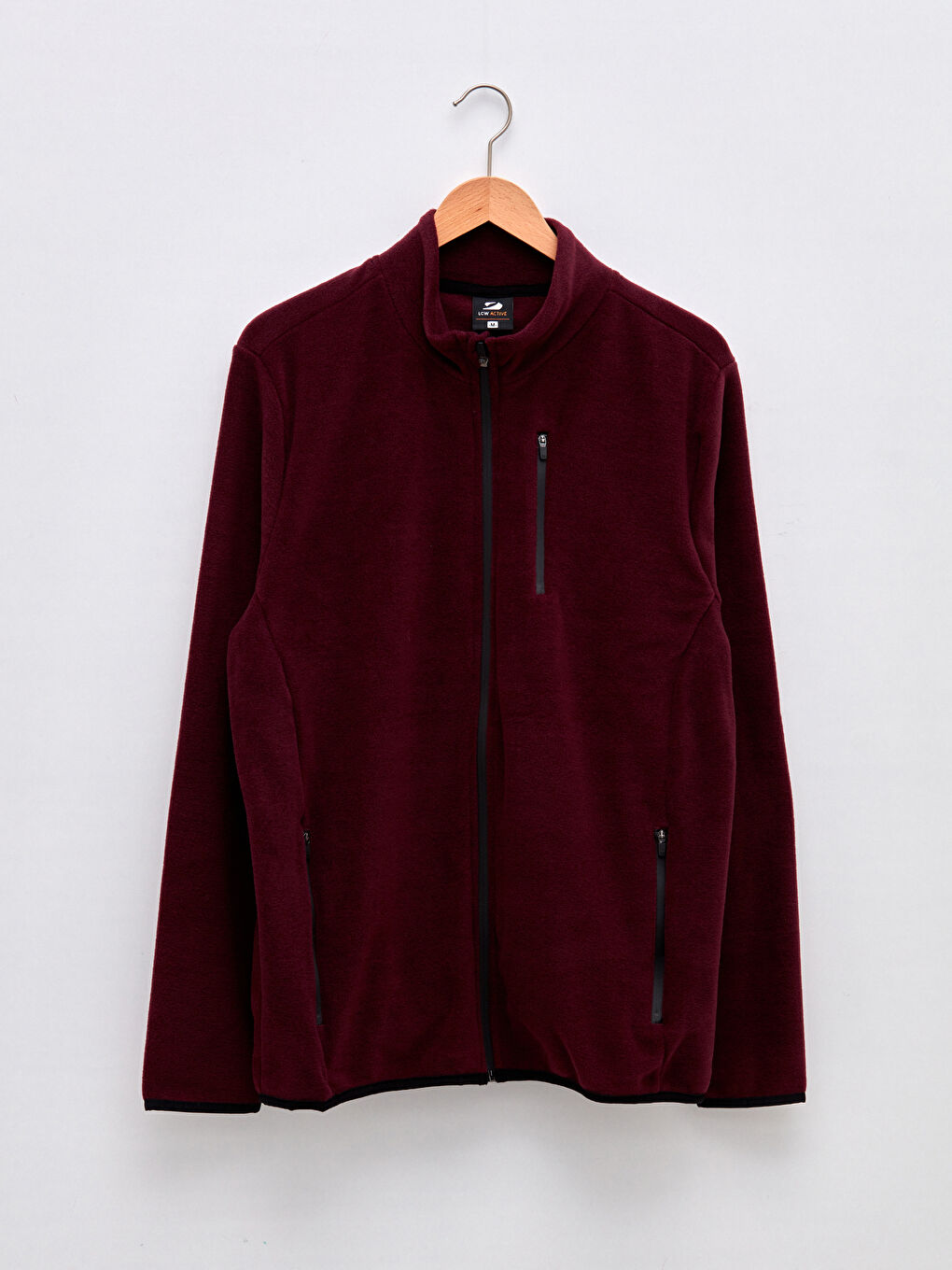 Mürdüm Standart Kalıp Dik Yaka Polar Erkek Spor Hırka-5