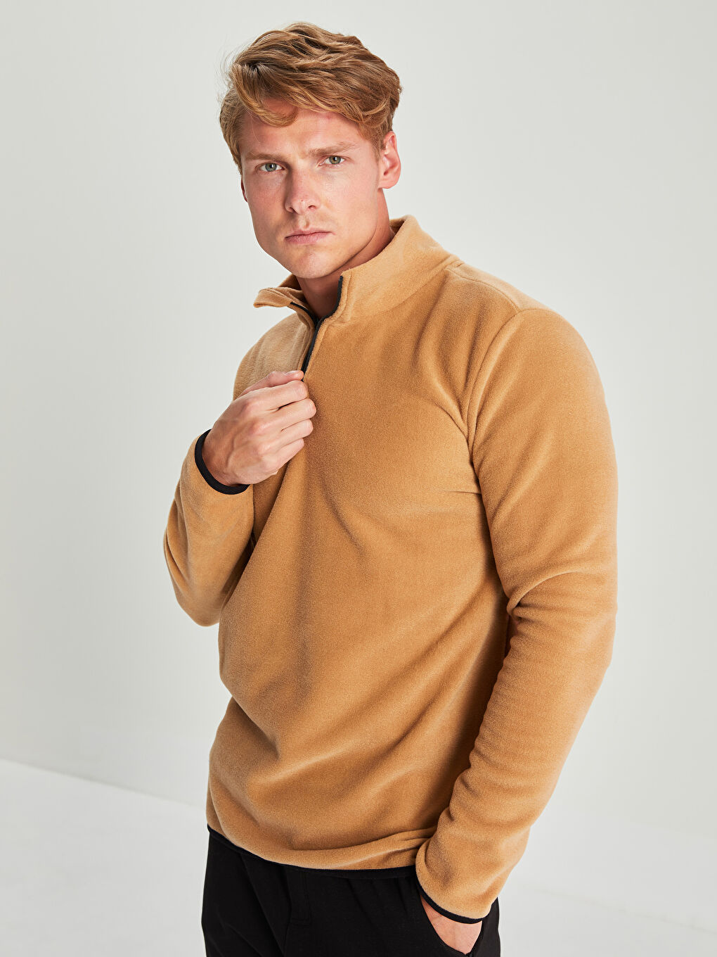 XSIDE ACTIVE Funnel Neck Long Sleeve Polar Men's Sweatshirt -W1AO15Z8-GVL