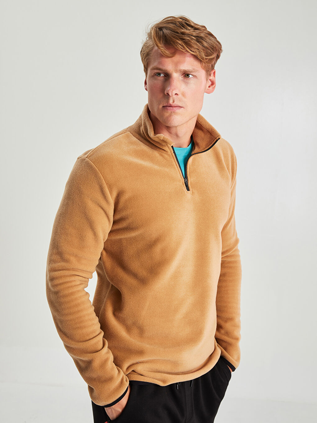 XSIDE ACTIVE Funnel Neck Long Sleeve Polar Men's Sweatshirt -W1AO15Z8-GVL