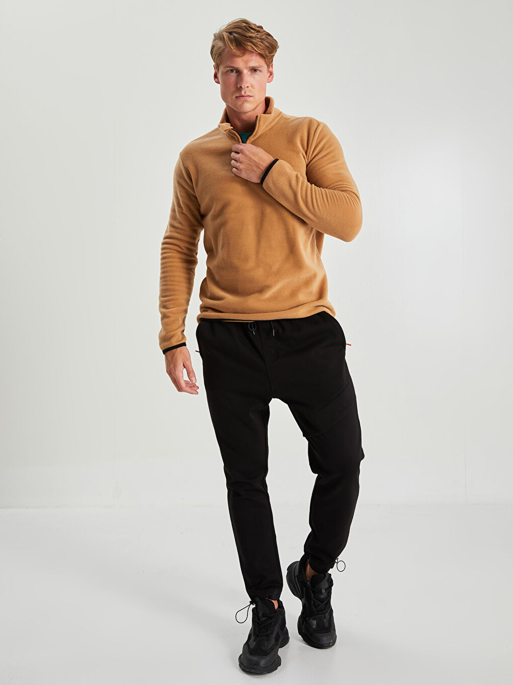 XSIDE ACTIVE Funnel Neck Long Sleeve Polar Men's Sweatshirt -W1AO15Z8-GVL