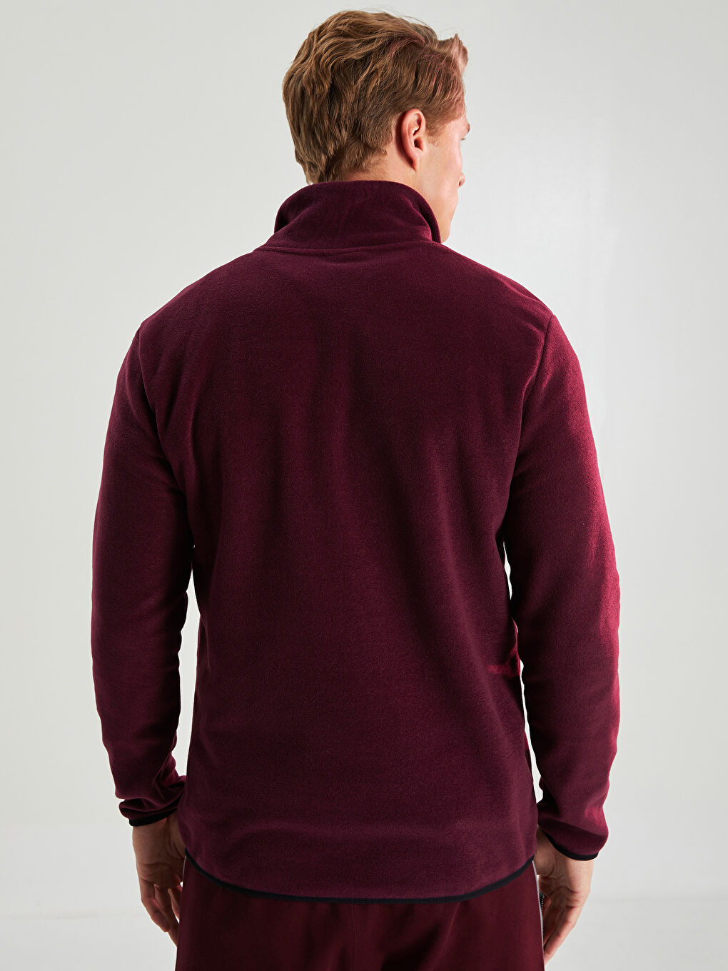 Mürdüm Dik Yaka Uzun Kollu Polar Erkek Sweatshirt-4