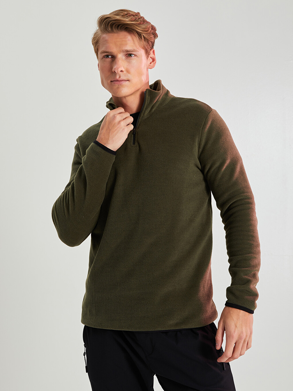 Funnel Neck Long Sleeve Polar Men's Sweatshirt-1