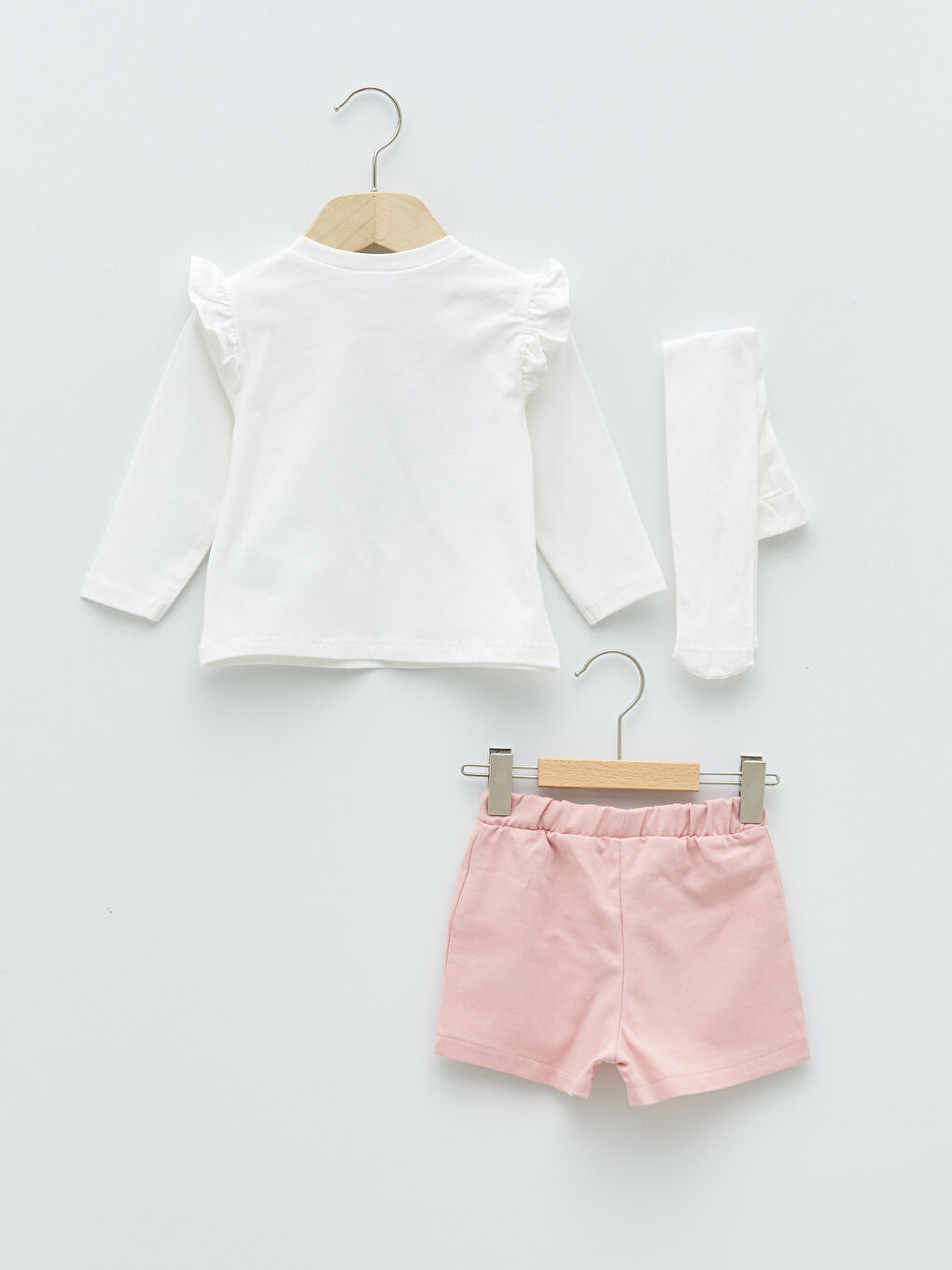 LC Waikiki Crew Neck Long Sleeved Baby Girl T-Shirt Shorts and Pantyhose 3 Piece Set -W1AO65Z1-R9J