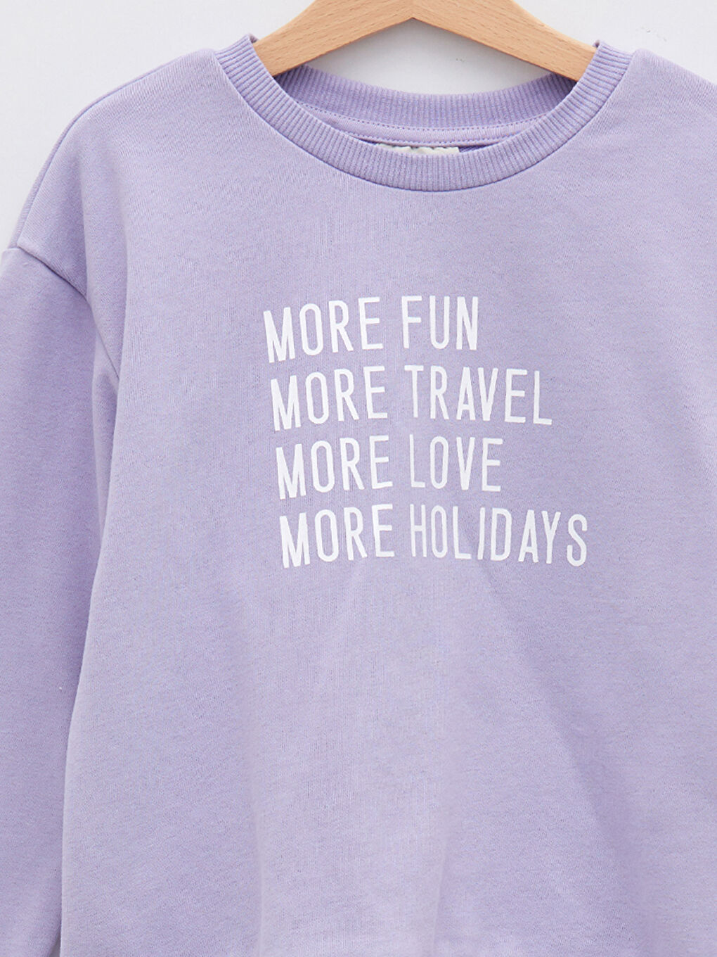 Lila Bisiklet Yaka Baskılı Uzun Kollu Kız Çocuk Sweatshirt-2