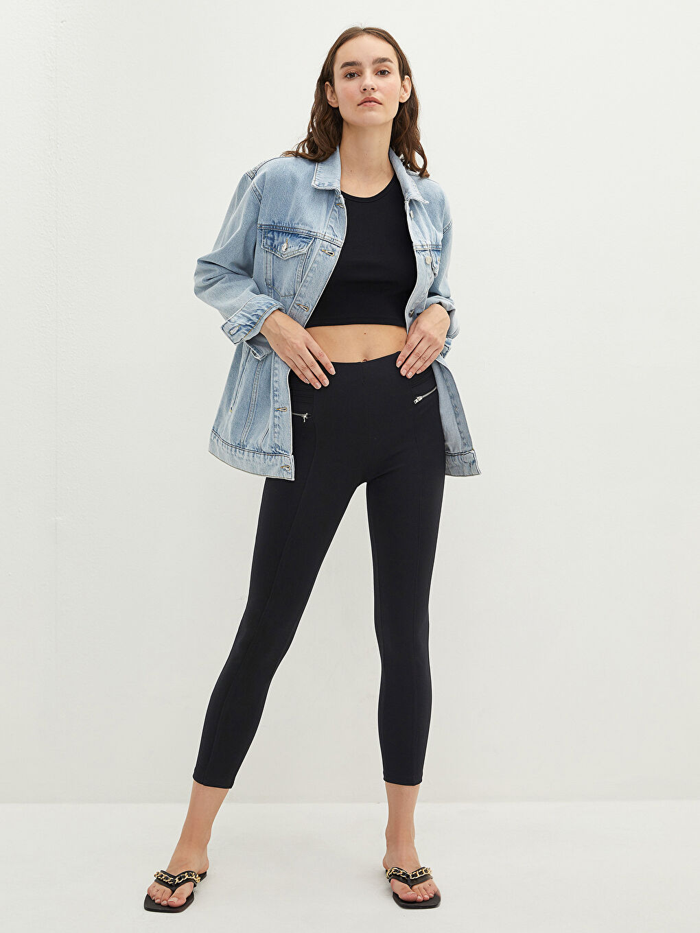LCW Vision Slim Fit Zippered Pocket Detailed Women's Leggings -W1AP13Z8-CVL