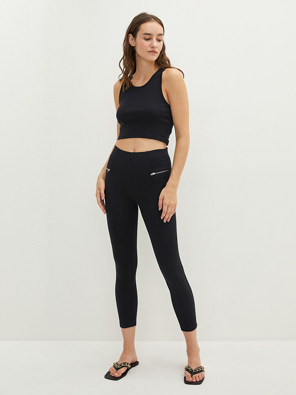 LCW Vision Slim Fit Zippered Pocket Detailed Women's Leggings -W1AP13Z8-CVL