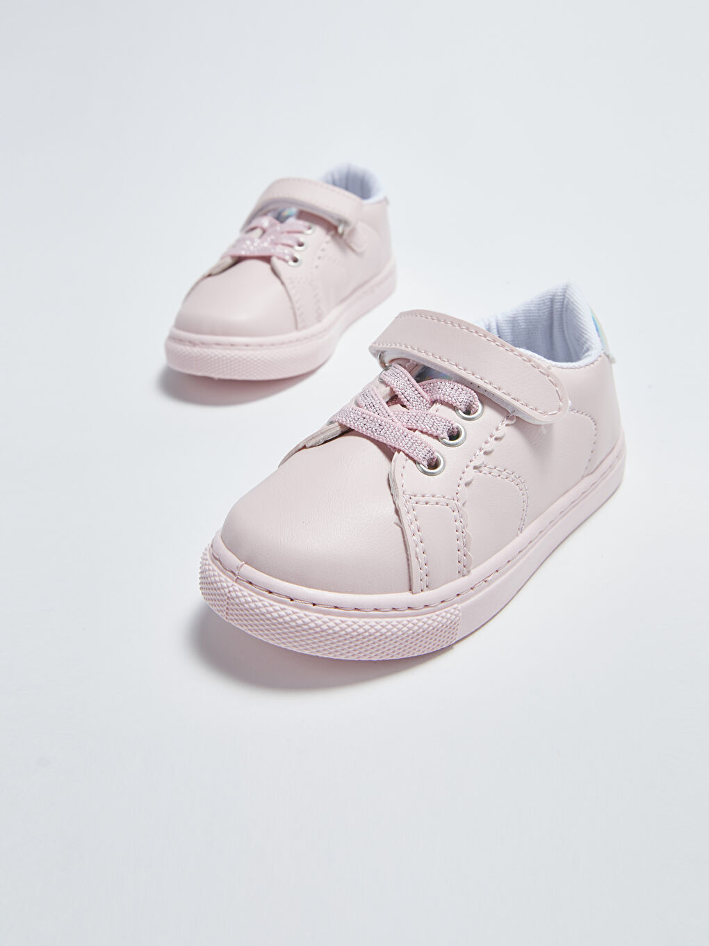 Pembe Deri Görünümlü Cırt Cırtlı Kız Bebek Spor Ayakkabı-2