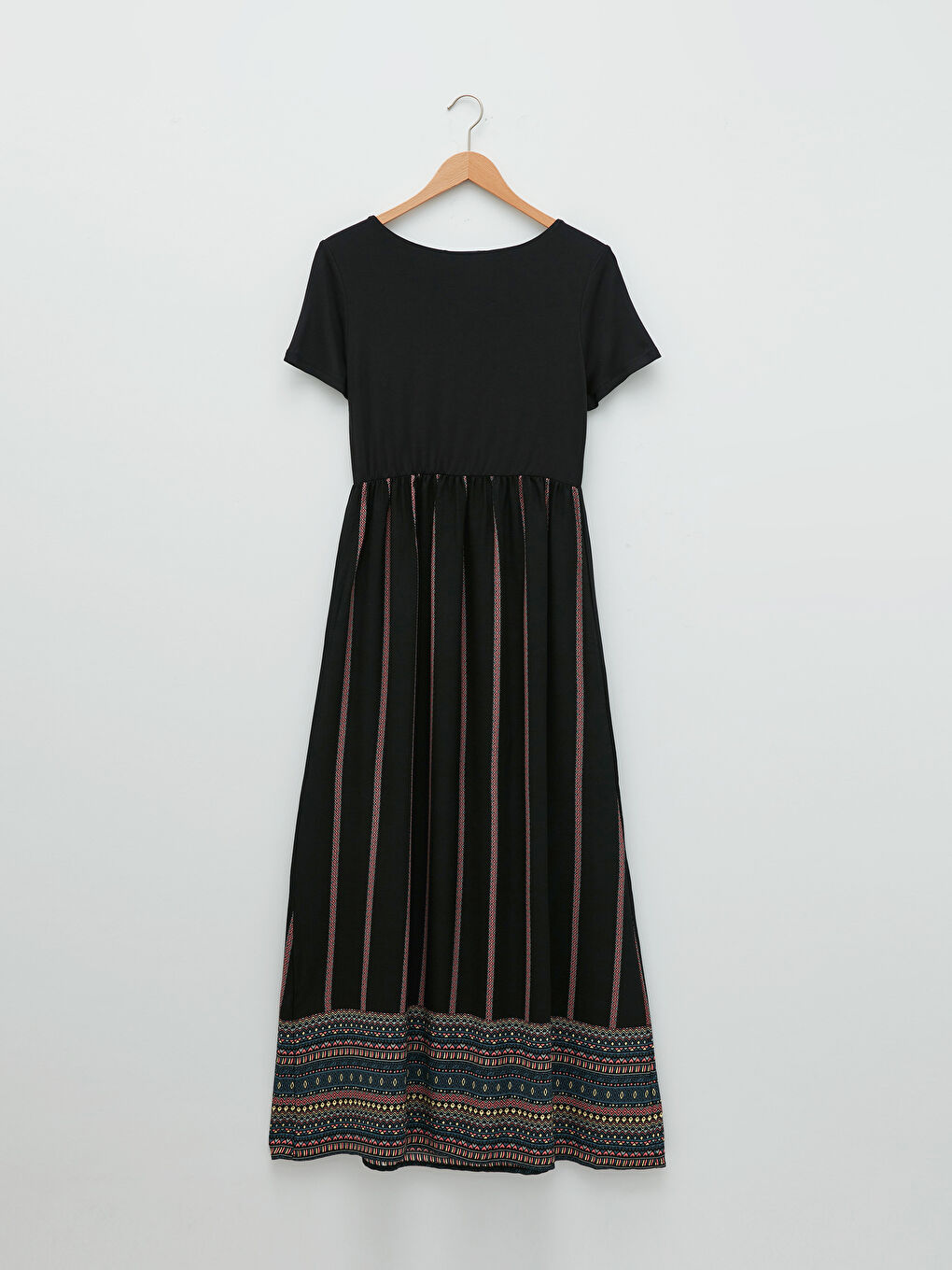 فستان حوامل مطبوع بياقة مربعة وكم قصير-6