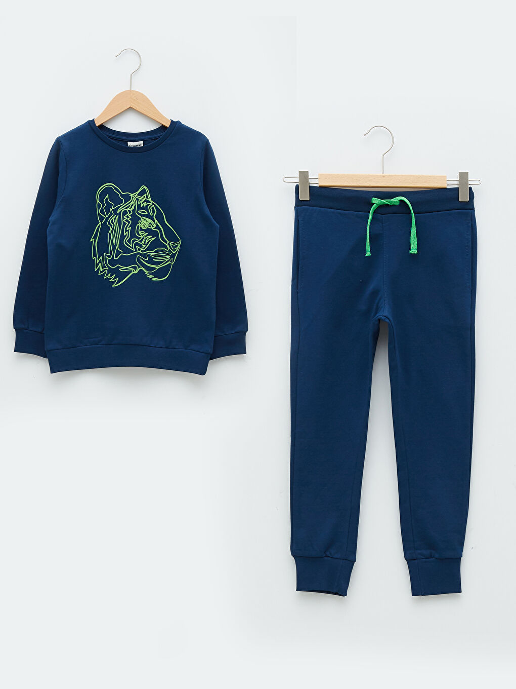 Crew Neck Printed Long Sleeve Boys' Sweatshirt and Tracksuit Bottoms