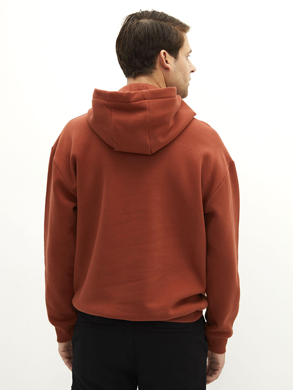 Turuncu Uzun Kollu Baskılı Erkek Hoodie-4