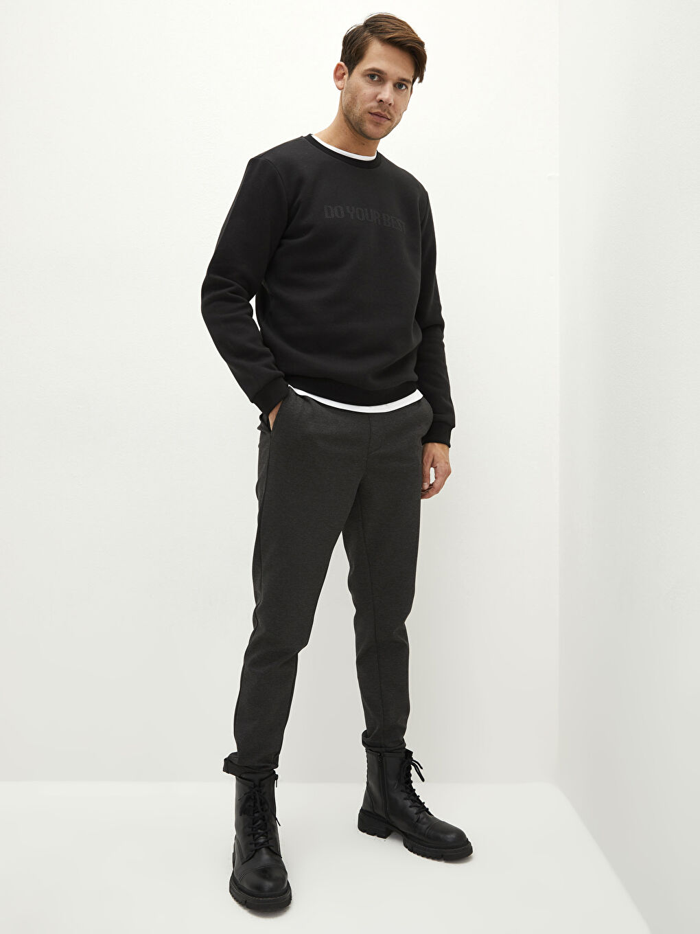 Crew Neck Long Sleeve Printed Men's Sweatshirt-2