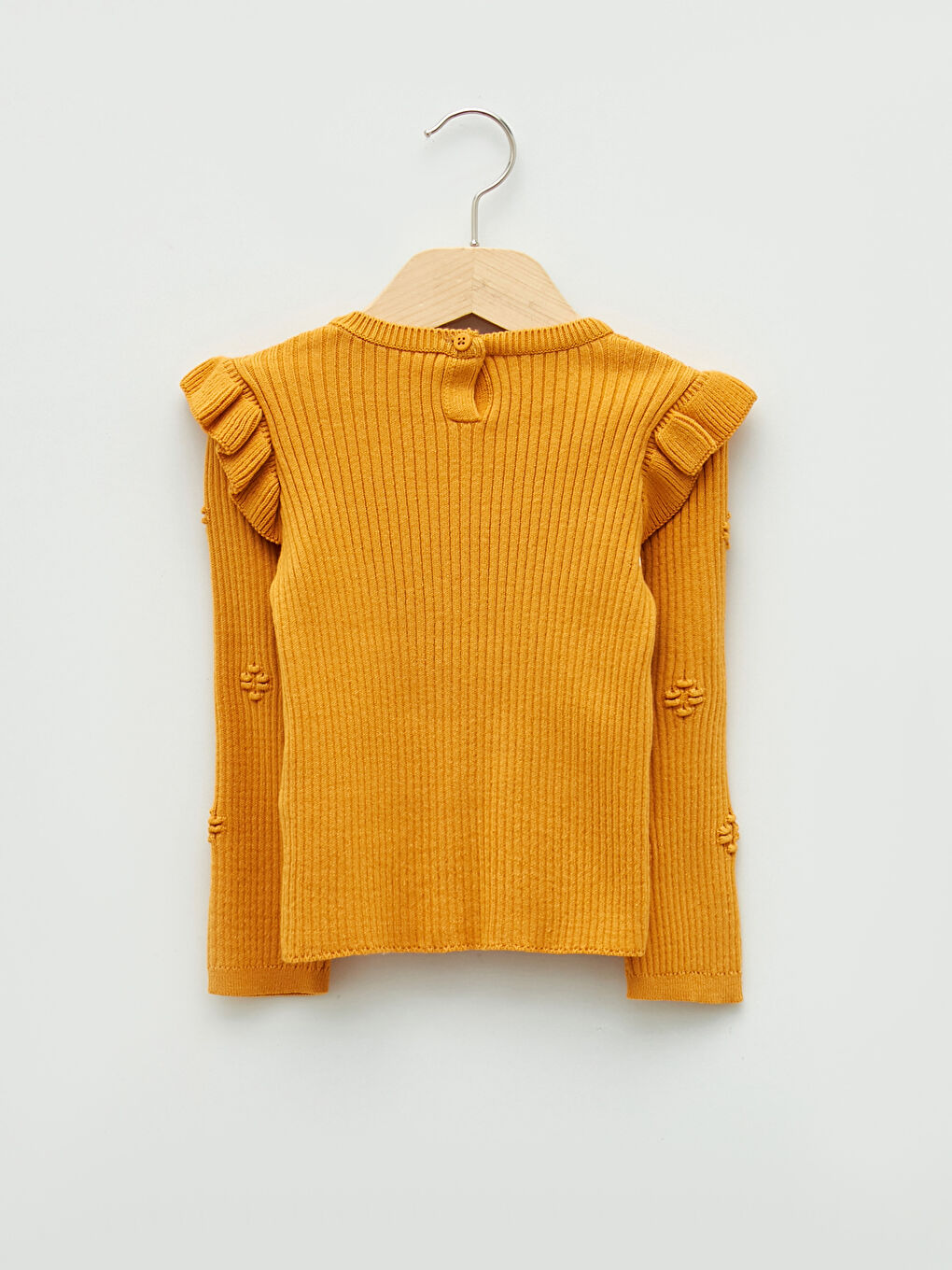 Светр трикотажний для дівчаток з круглим вирізом горловини, довгим рукавом та вишитими деталями-1