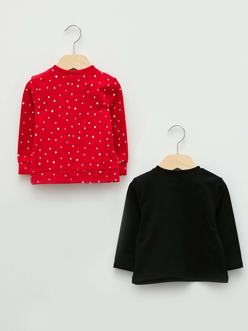 Kırmızı Bisiklet Yaka Uzun Kollu Baskılı Kız Bebek Sweatshirt 2'li-1