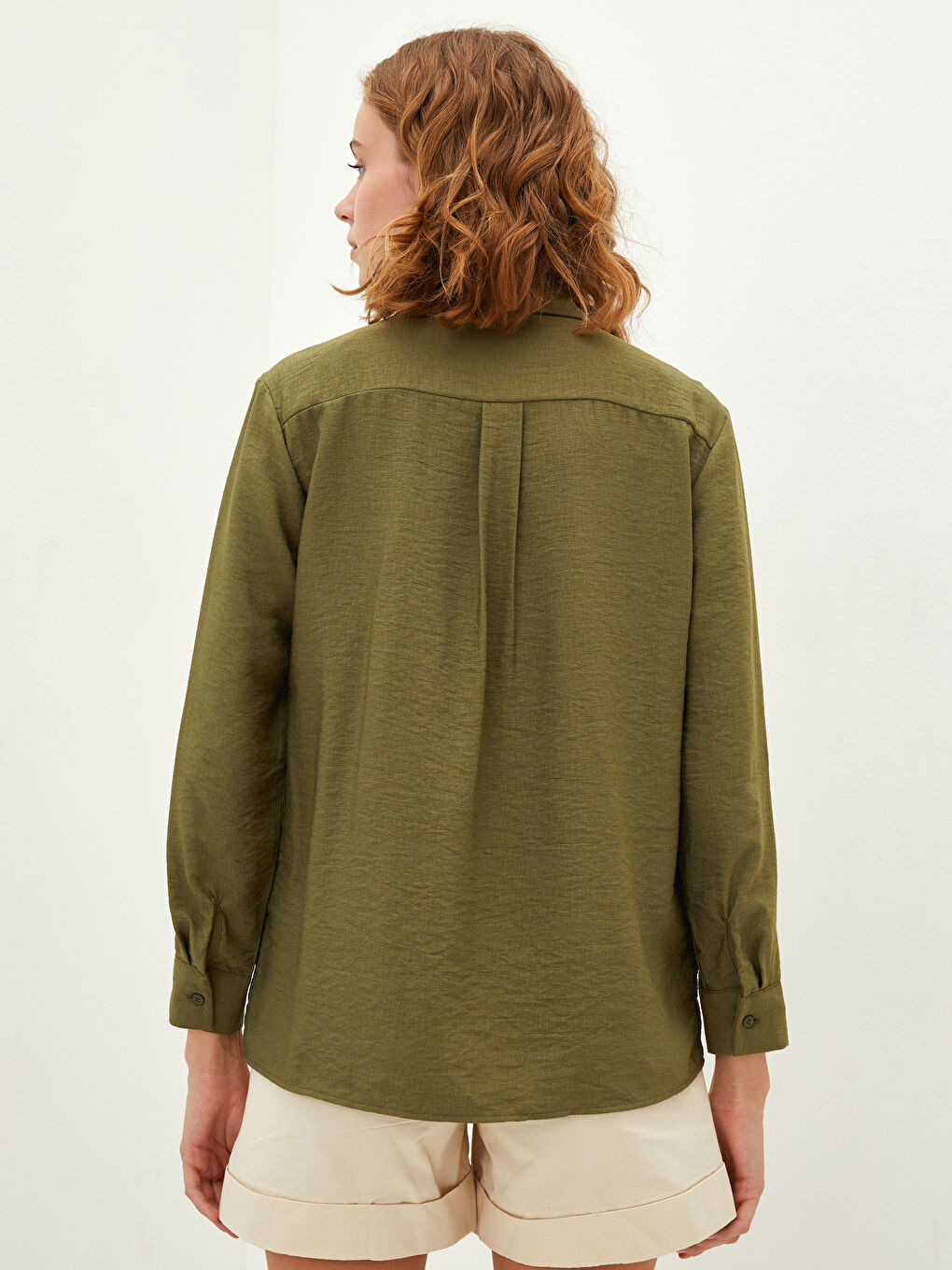 LCW Vision Buttoned Regular Long Sleeve Dobby Fabric Women's Shirt -W1AR96Z8-H1Z