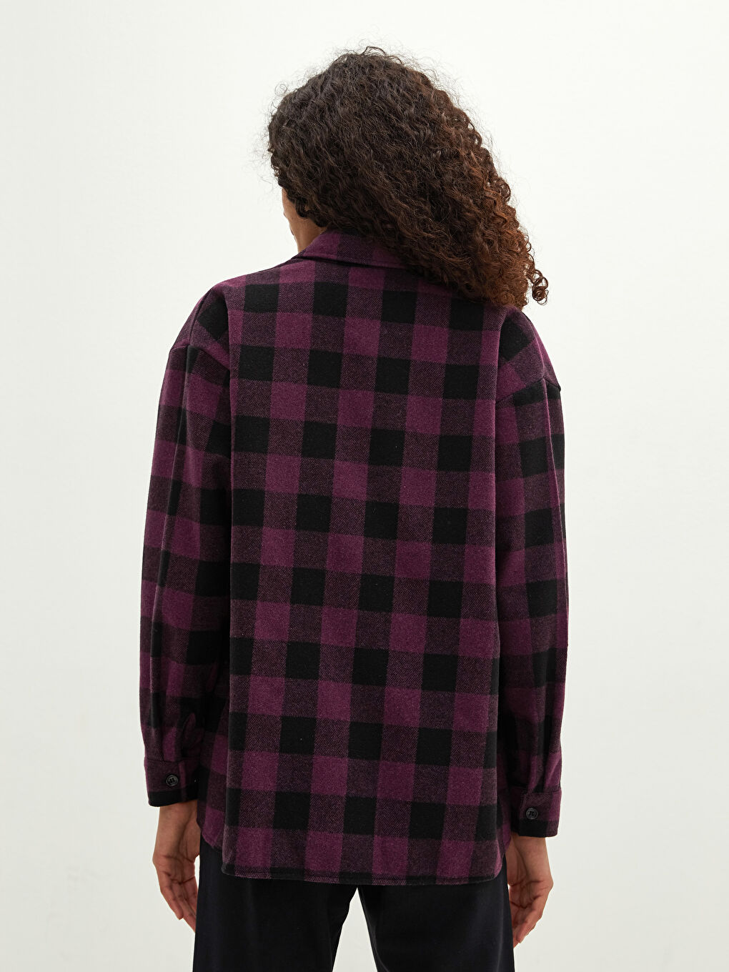 LCW Vision Plaid Long Sleeve Gabardin Women's Lumberjack Shirt with Front Button Closure -W1AS02Z8-LP7