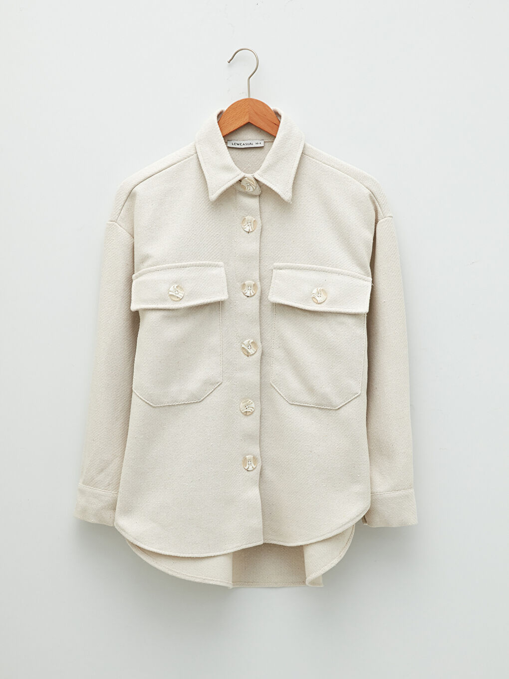 Schlichte Langarm Damen Hemdjacke-5