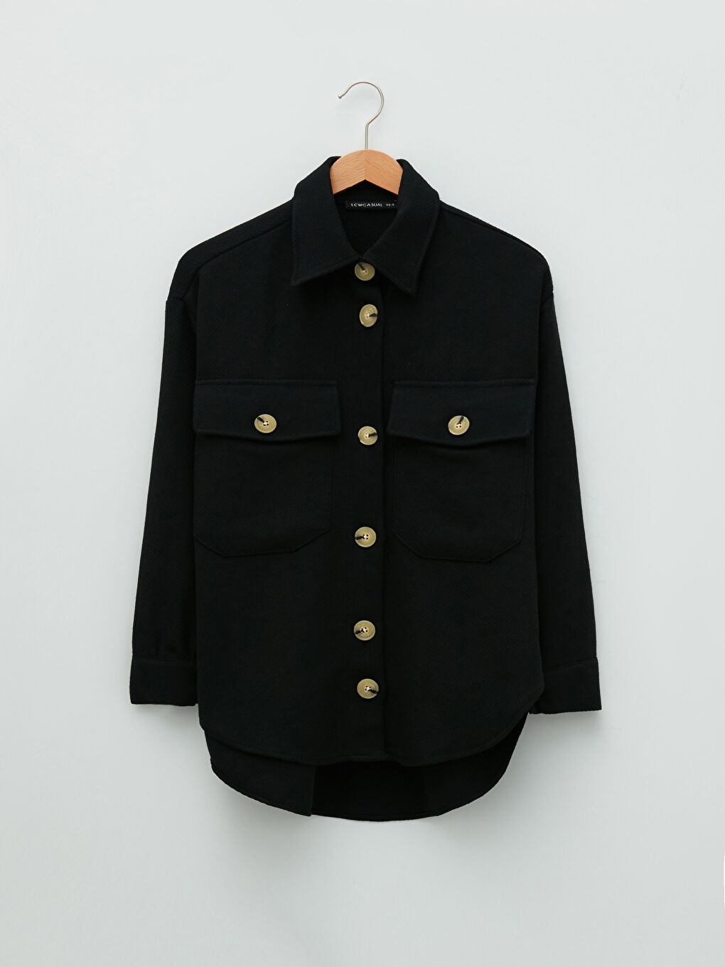 Plain Long Sleeve Women's Shirt Jacket-5