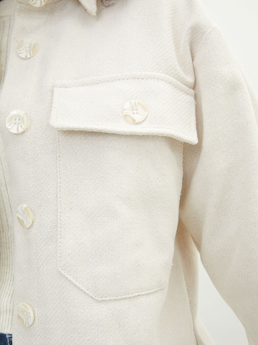 Schlichte Langarm Damen Hemdjacke-3