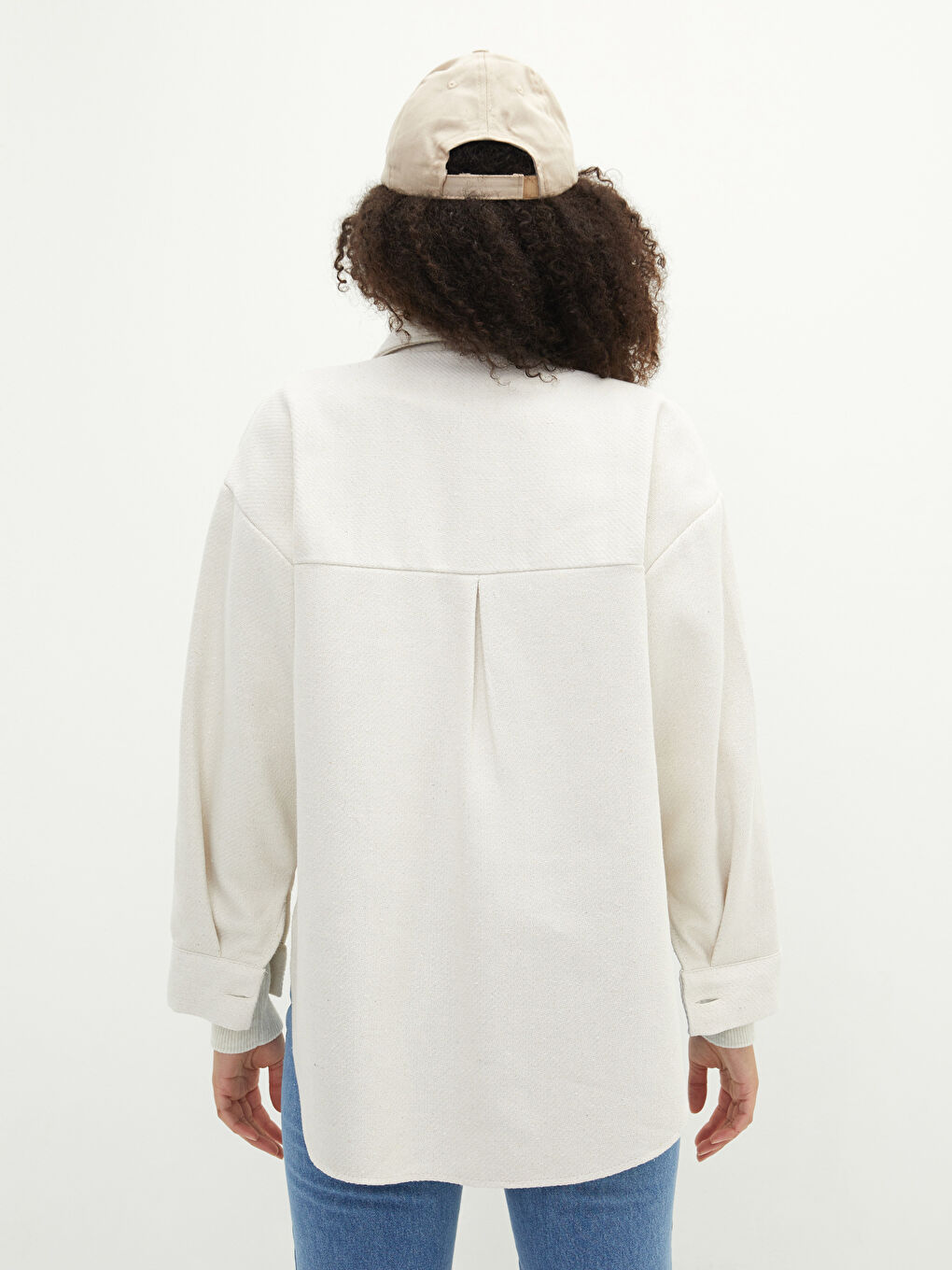 Schlichte Langarm Damen Hemdjacke-4