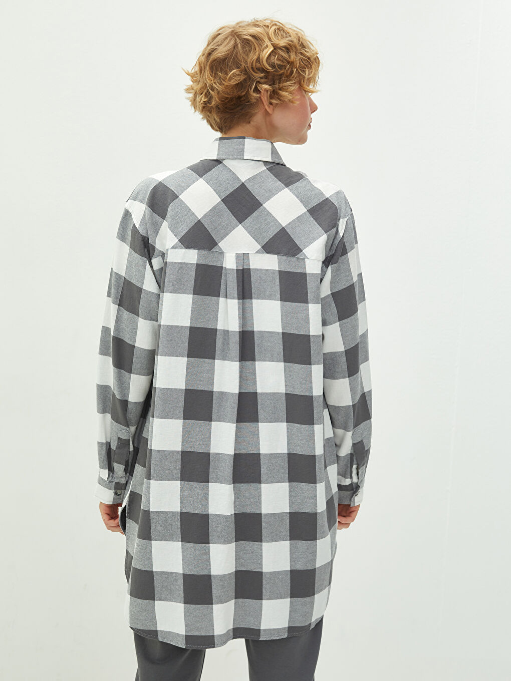 Plaid Long Sleeve Women's Shirt Tunic-4