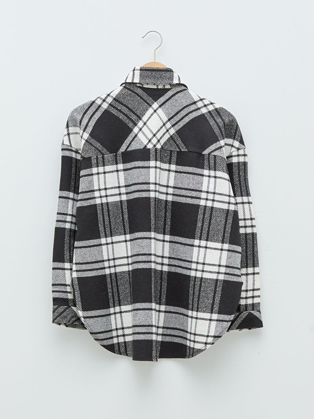 Button Front Plaid Long Sleeve Twill Fabric Women's Lumberjack Overshirt Jacket-6