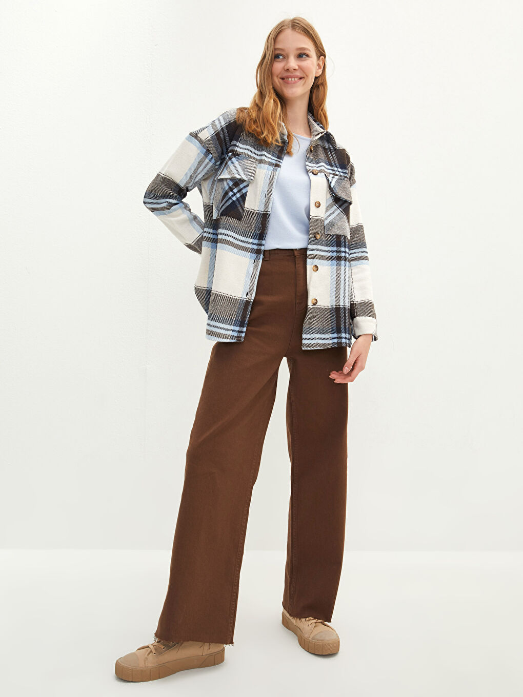 әйелдерге арналған алдыңғы түймелі торлы ұзын жеңді саржа матадан жасалған жейде-күртеше-2