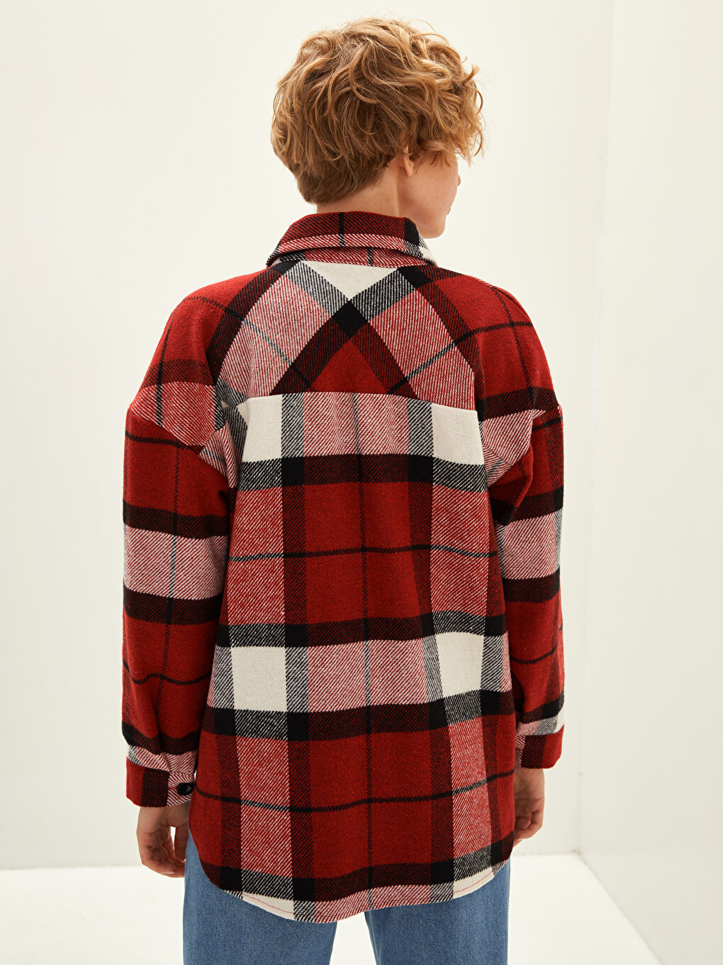 LCW Vision Front Button Closure Plaid Long Sleeve Gabardine Fabric Women's Lumberjack Shirt Jacket -W1AS13Z8-LPA