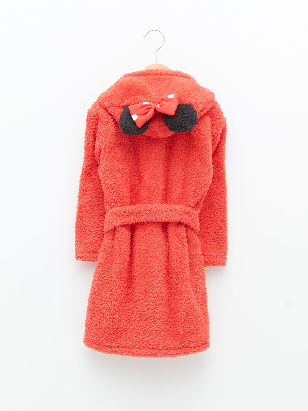 Hooded Minnie Mouse Embroidered Long Sleeve Plush Girls' Dressing Gown-1
