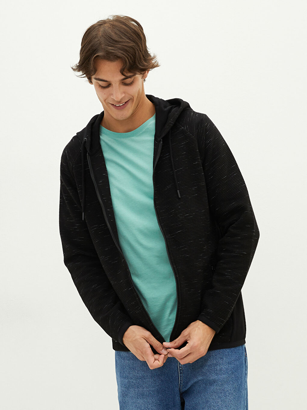 XSIDE Hooded Long Sleeve Men's Zip-Up Sweatshirt -W1AS47Z8