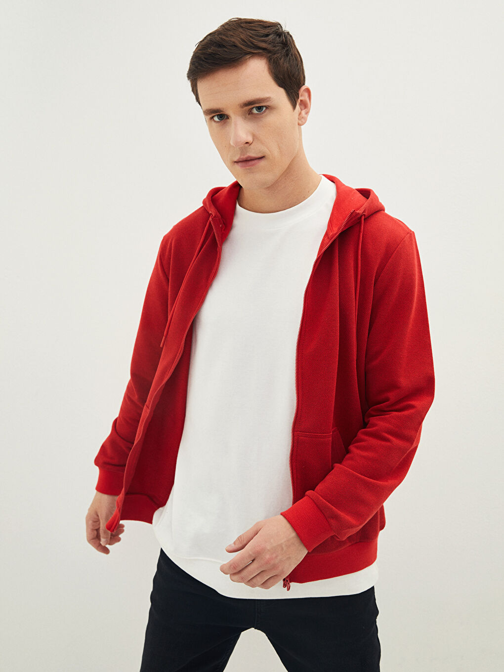 Hooded Long Sleeve Zipper Men's Sports Cardigan-1
