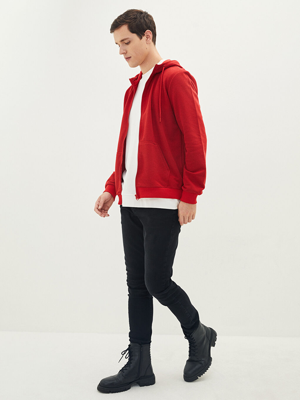 Hooded Long Sleeve Zipper Men's Sports Cardigan-3