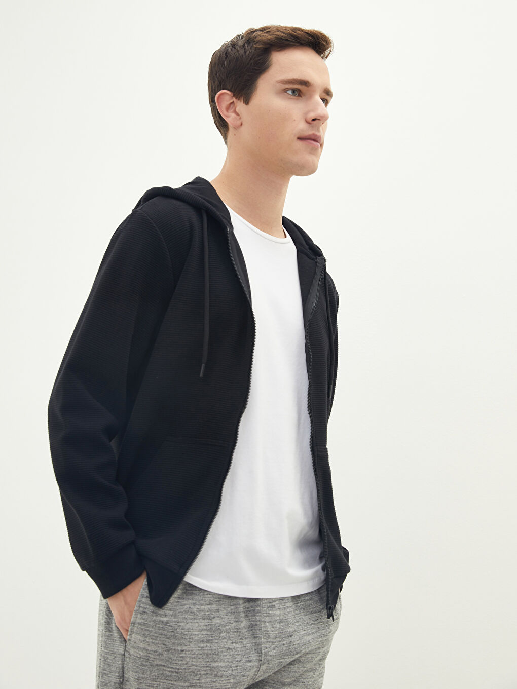 XSIDE Kapüşonlu Uzun Kollu Erkek Fermuarlı Sweatshirt -W1AS55Z8-CVL