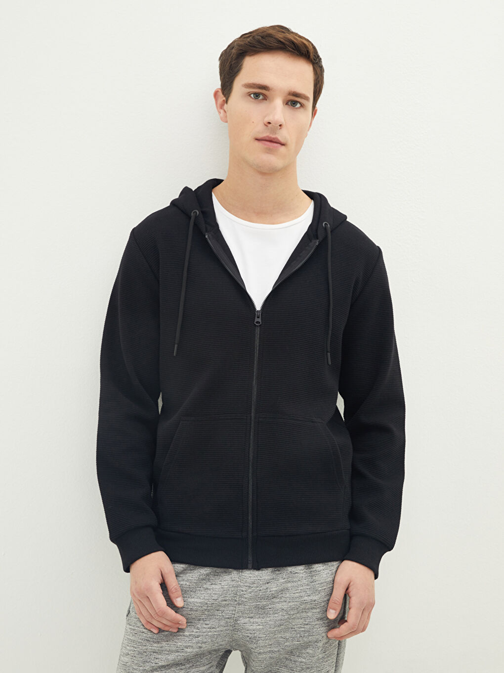 XSIDE Kapüşonlu Uzun Kollu Erkek Fermuarlı Sweatshirt -W1AS55Z8-CVL