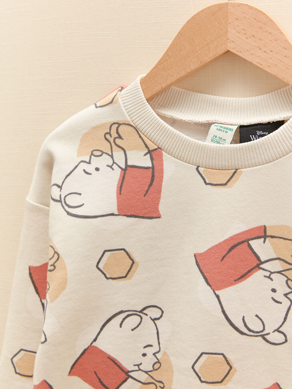 Crew Neck Long Sleeve Winnie the Pooh Printed Cotton Baby Boy Sweatshirt-2