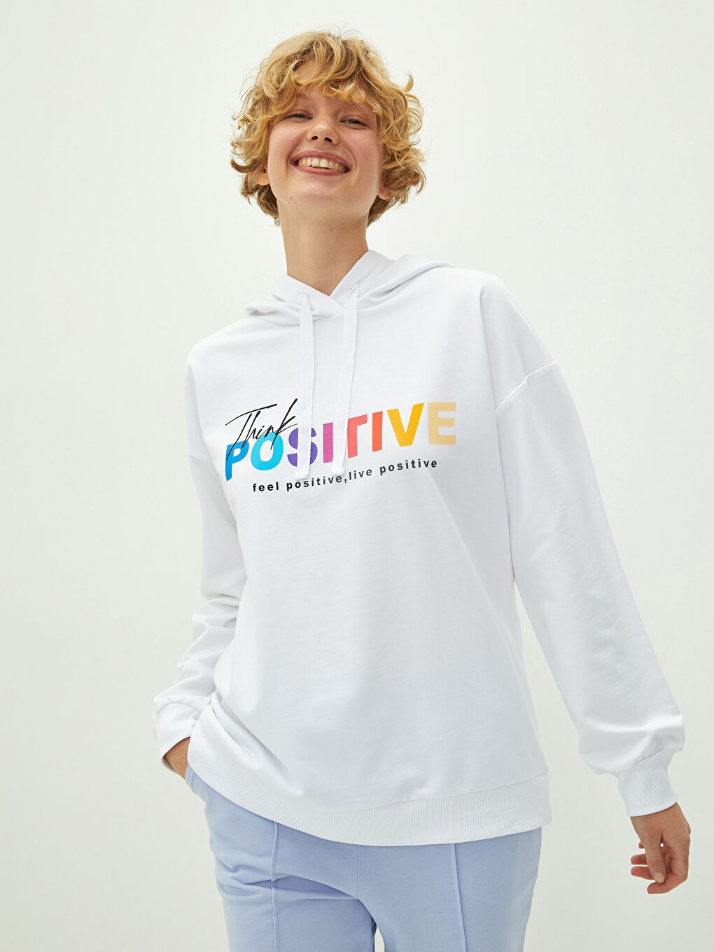 Свитшот с капюшоном, с принтом, с длинным рукавом для женщин-1