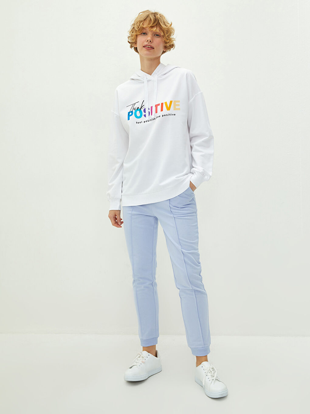 Свитшот с капюшоном, с принтом, с длинным рукавом для женщин-3