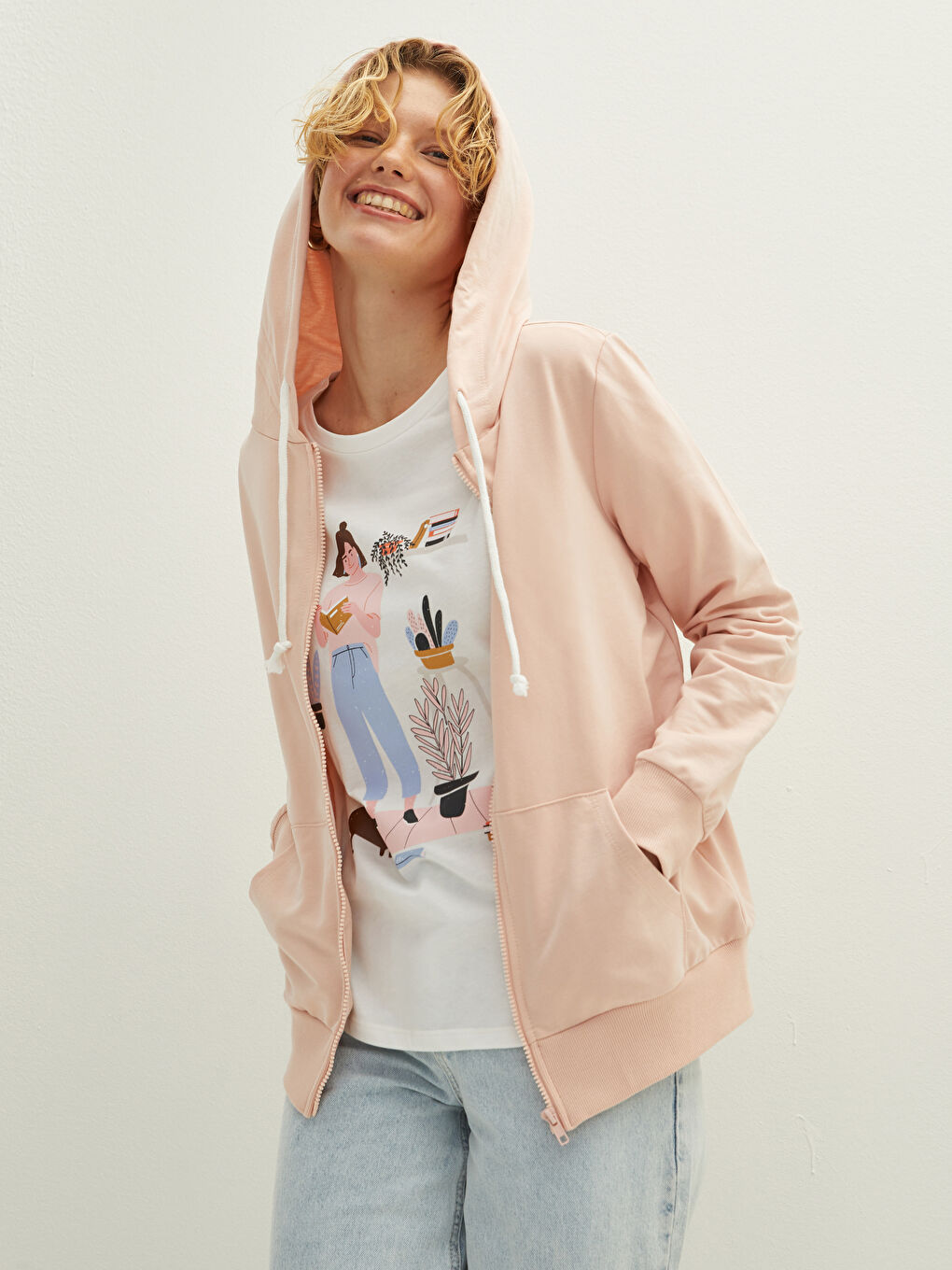 Kapuzensweatshirt Schlicht Langarm Damen Sport-Strickjacke-1