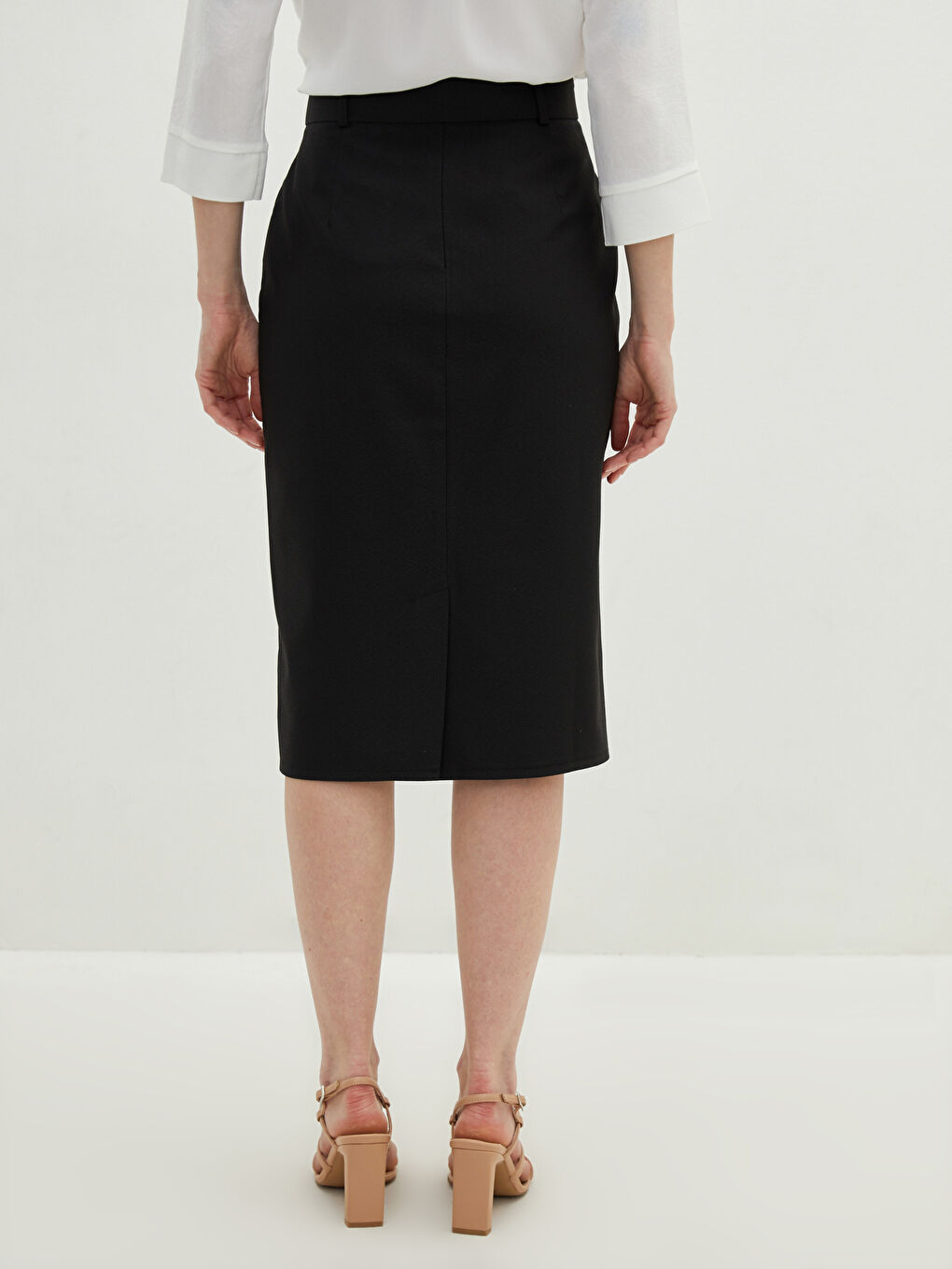 High Waist Belt Detailed Women Pencil Skirt-4