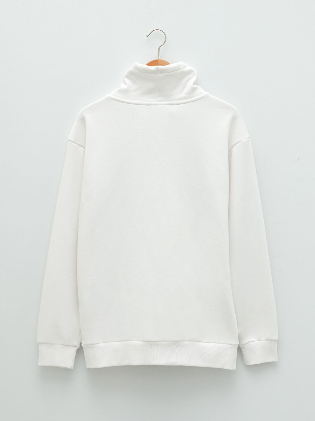 Ekru Keşiş Yaka Uzun Kollu Baskılı Erkek Kalın Sweatshirt-6