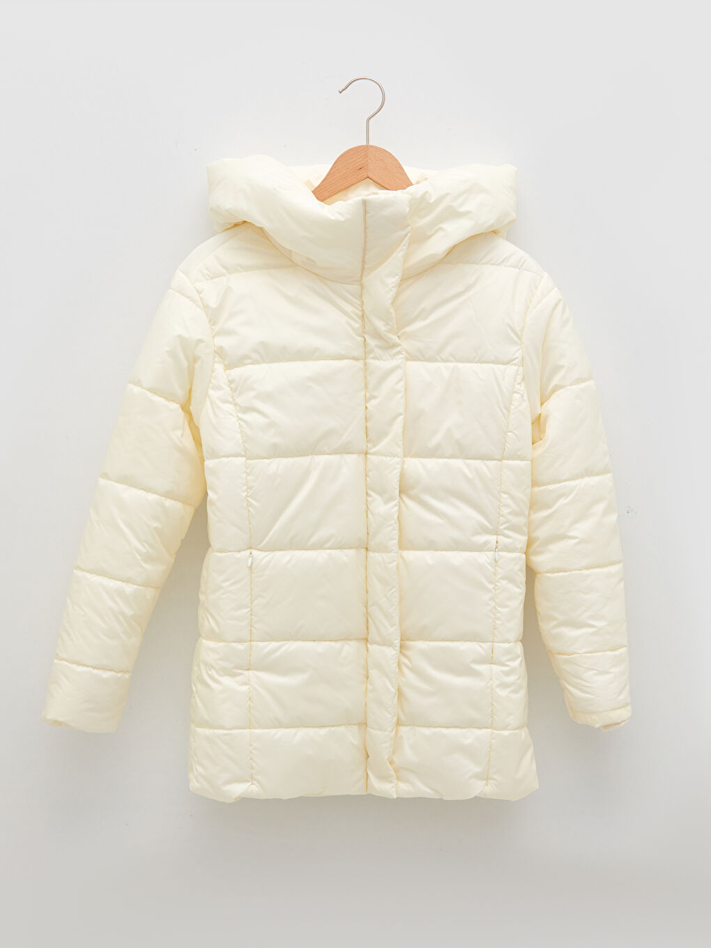 Women's Hooded Plain Puffer Coat-6