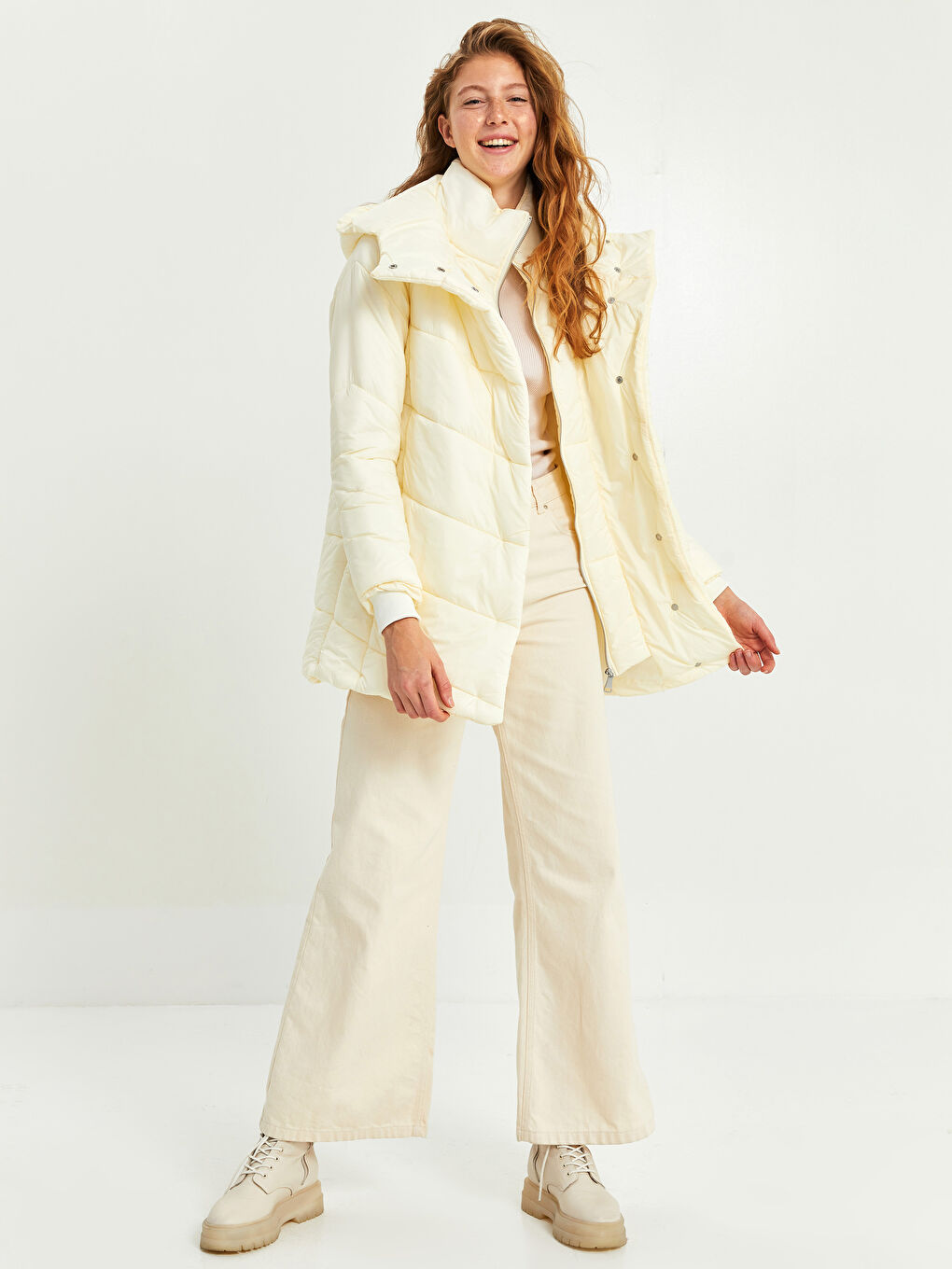 Women's Hooded Plain Coat-3