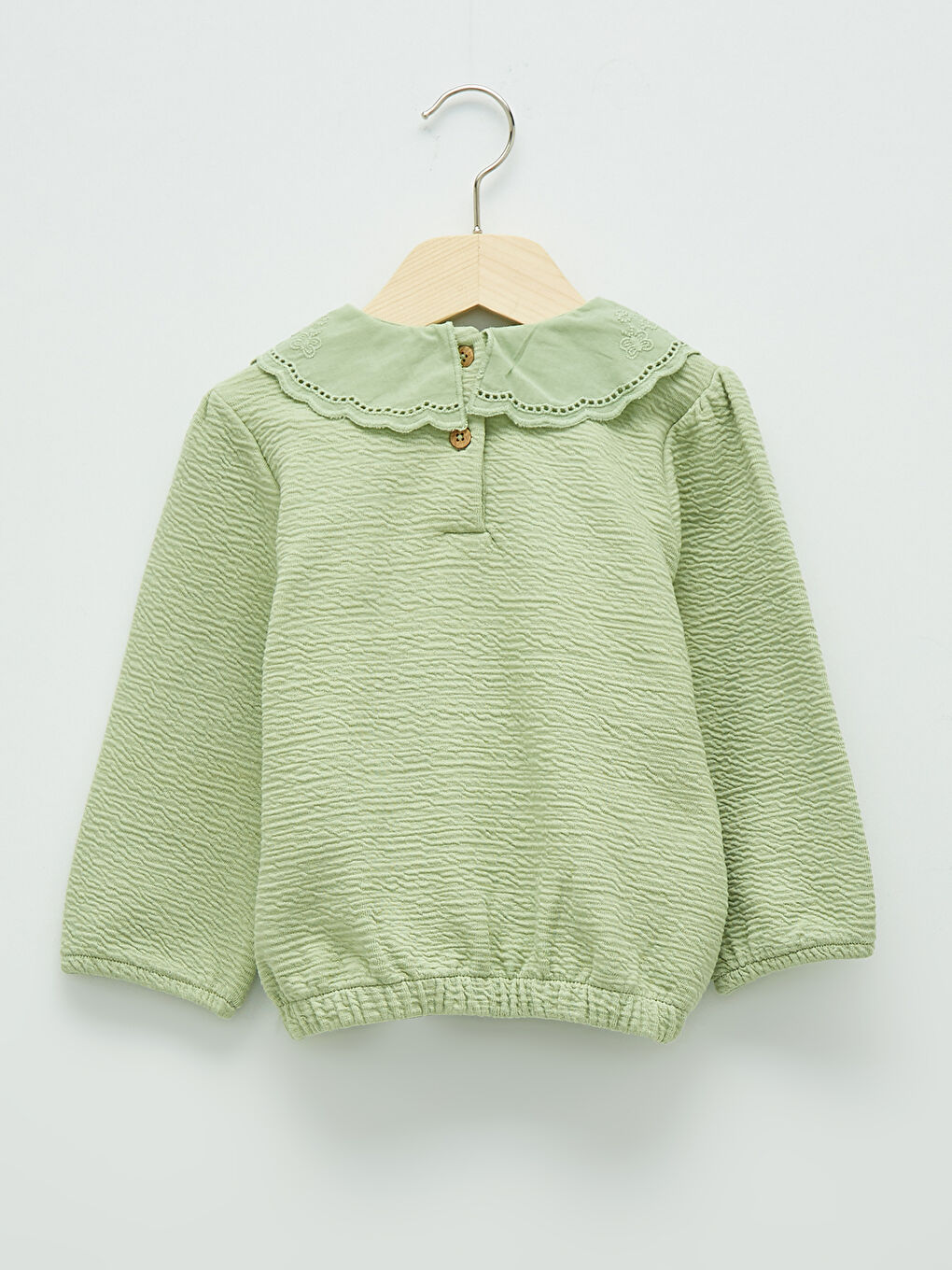 Bebe Collar Long Sleeve Embroidery Detailed Baby Girl Sweatshirt-1