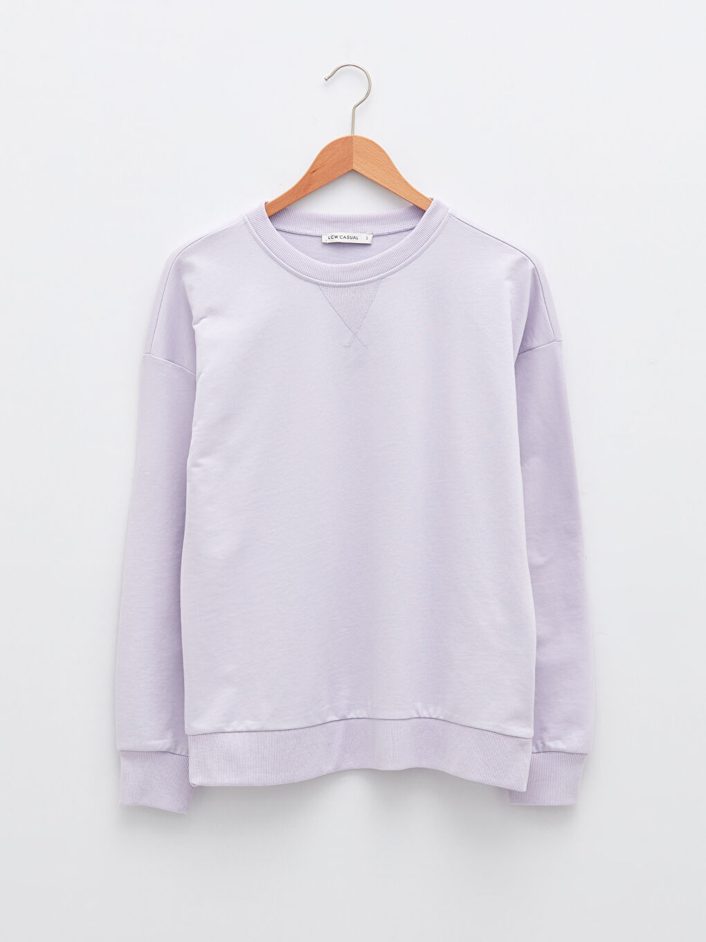 Әйелдерге арналған өрнексіз дөңгелек жағалы ұзын жең свитшот-5