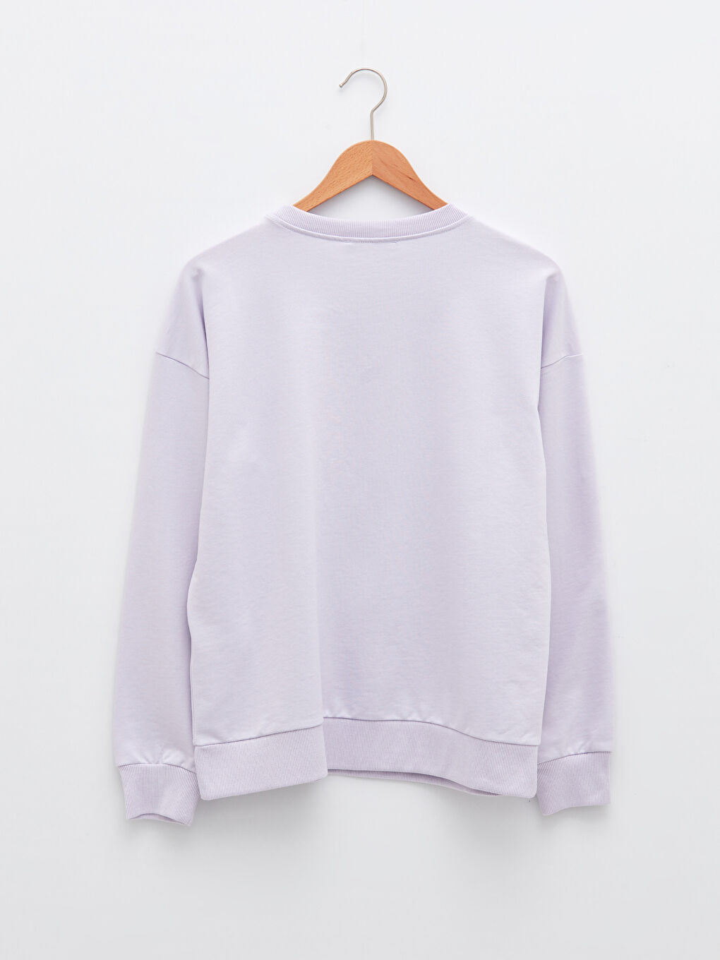 Әйелдерге арналған өрнексіз дөңгелек жағалы ұзын жең свитшот-6