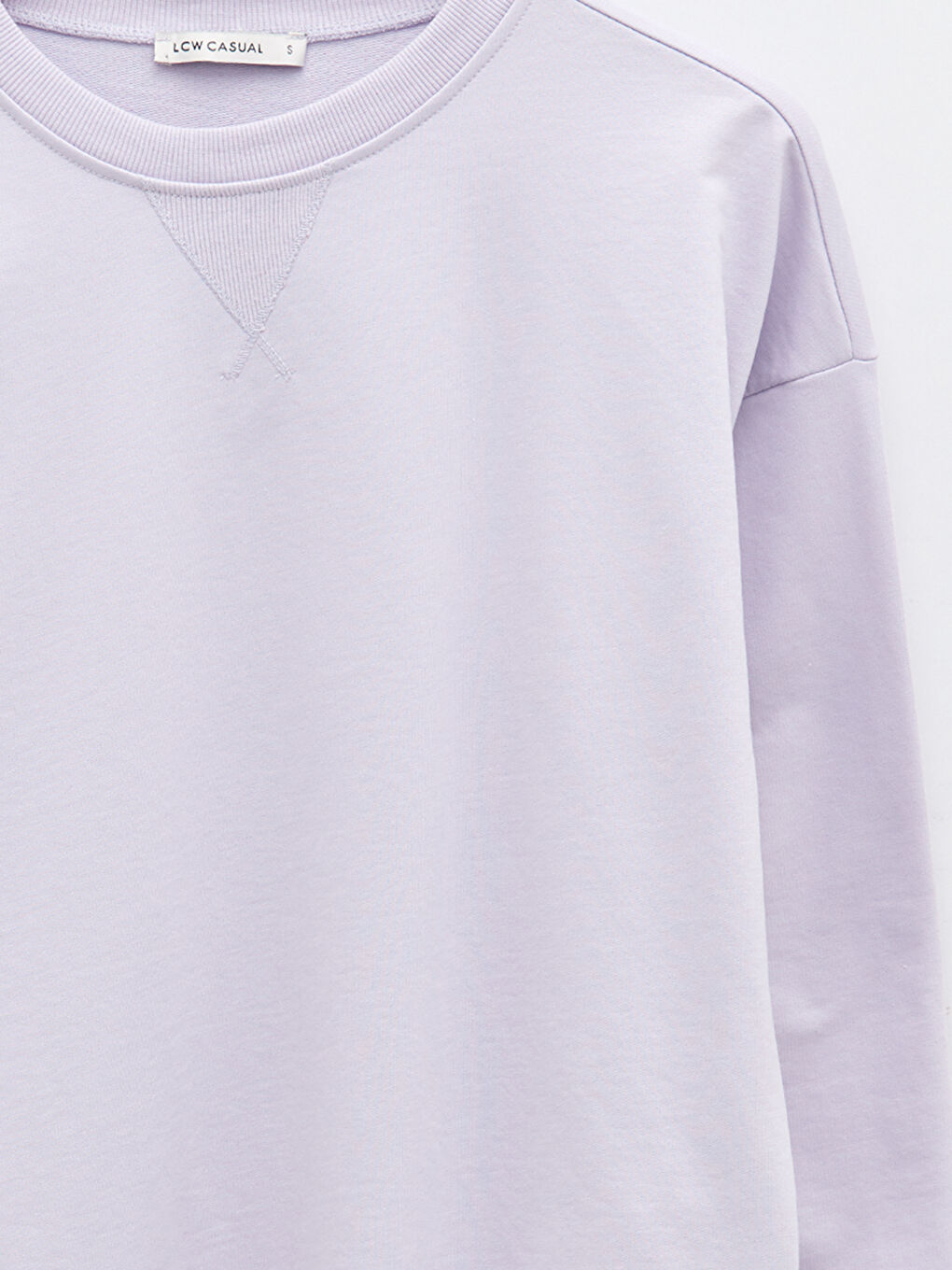 Әйелдерге арналған өрнексіз дөңгелек жағалы ұзын жең свитшот-7