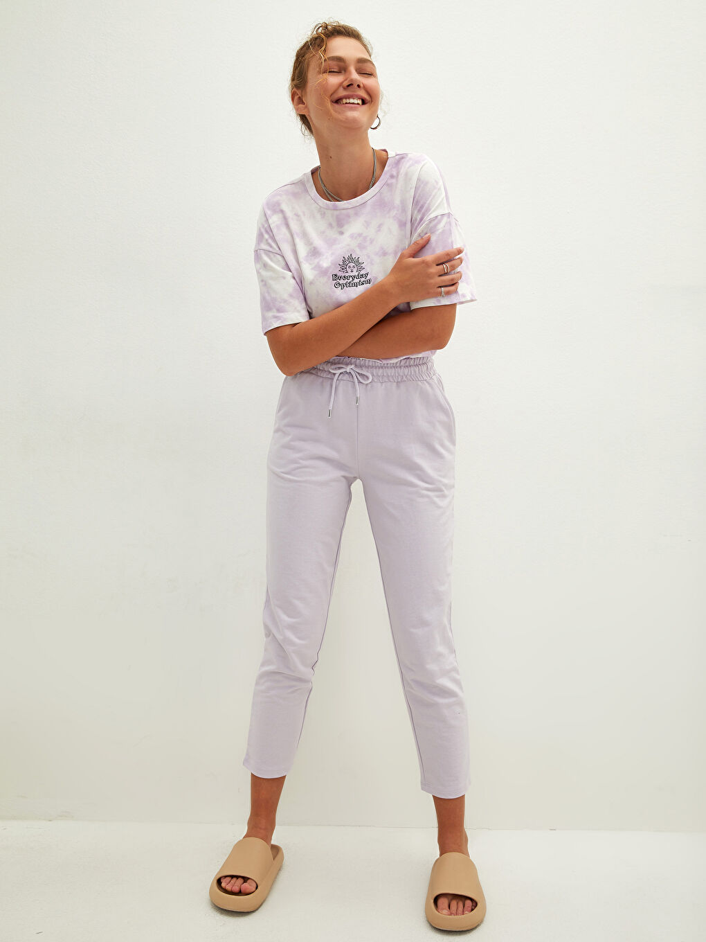 Elastic Waist Regular Pocket Detailed Women's Sweatpants-2