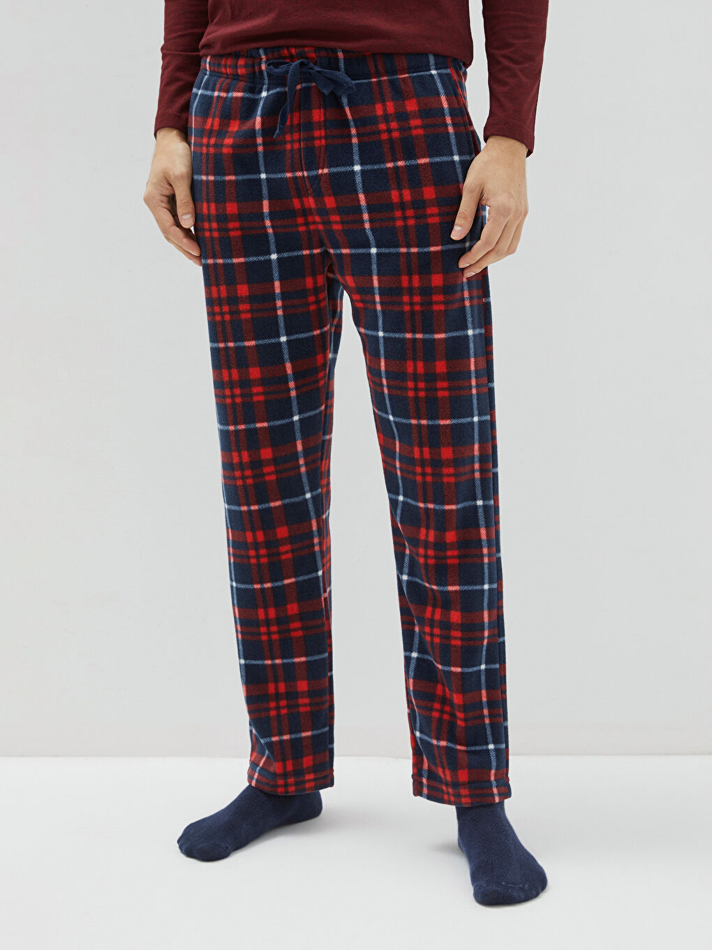 Standard Pattern Plaid Men's Fleece Pajama Bottom-3