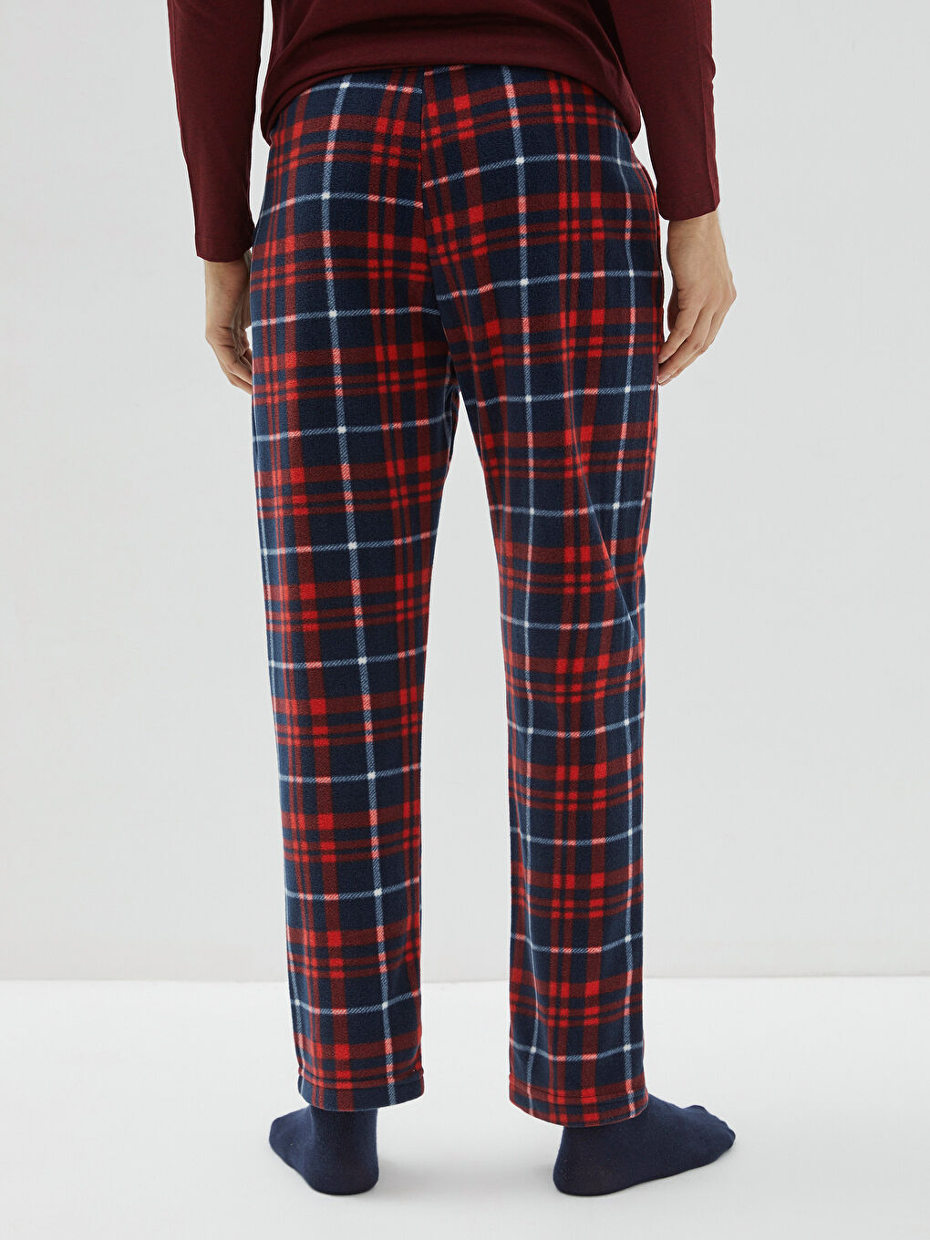 Standard Pattern Plaid Men's Fleece Pajama Bottom-4