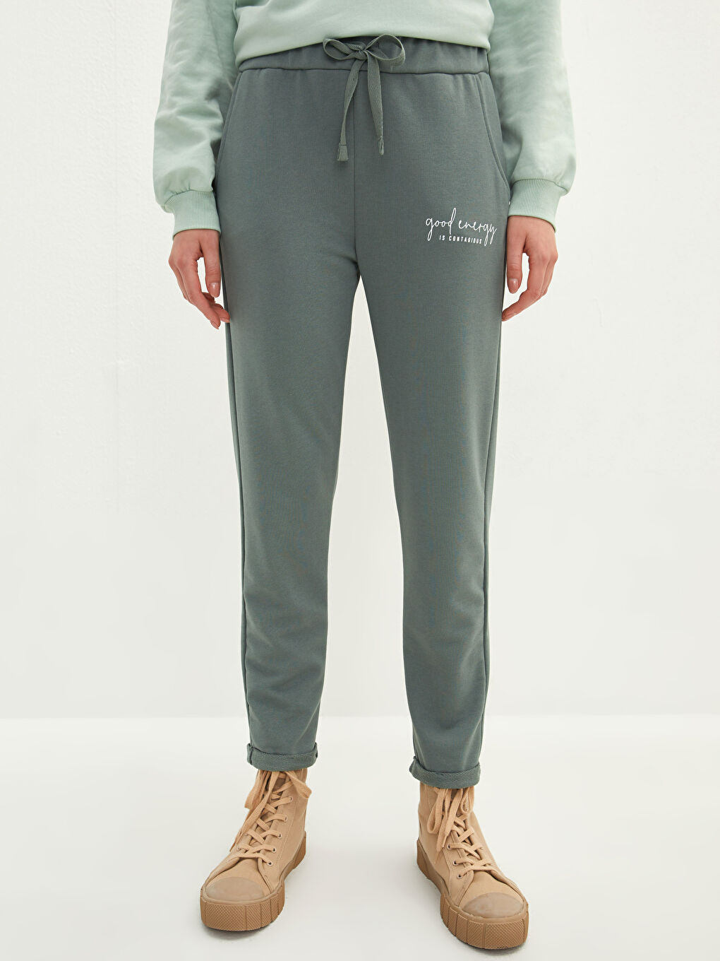 LCW Vision Elastic Waist Printed Pocket Detailed Women's Sweatpants -W1AU47Z8-EY8